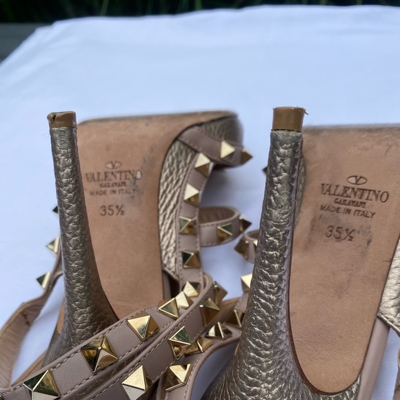 AUTHENTIC PRELOVED VALENTINO ROCKSTUD METALLIC ANKLE STRAP PUMP 100 MM - Picture 3 of 7